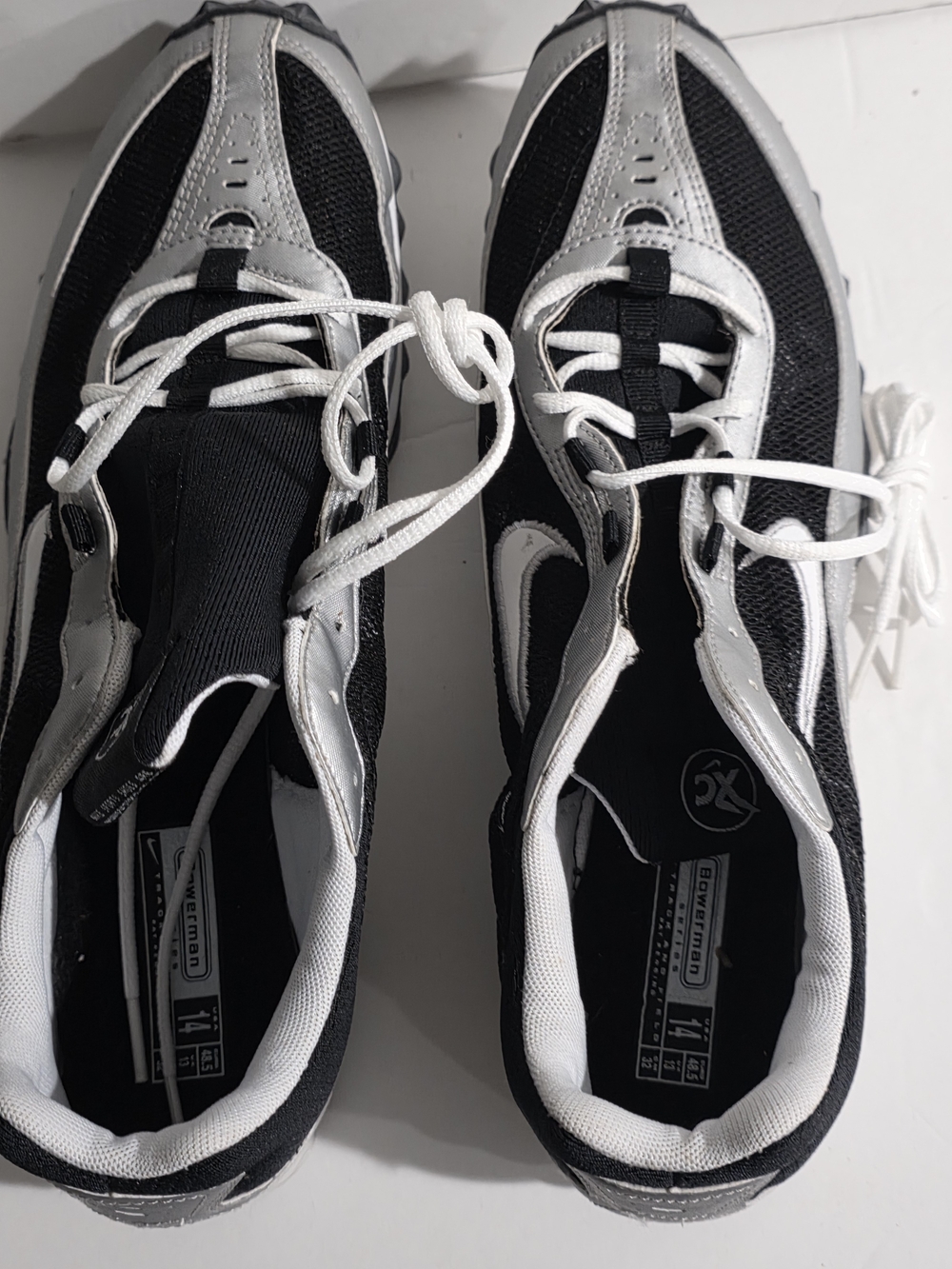 Nike White and Black Mesh Sneaker Bowerman Size 14 Vintage Running Sneaker - Picture 8 of 12